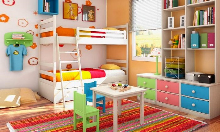 decoración de una habitación infantil de colores 
