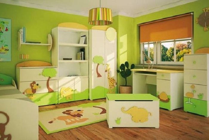 como pintar la habitación infantil de color verde