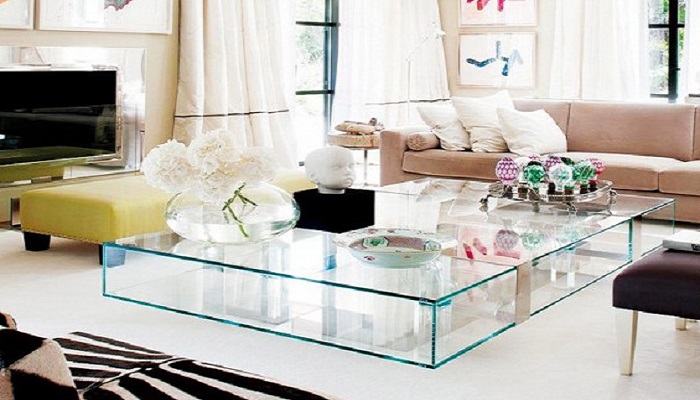 ideas de decoración para salones con mesas de cristal