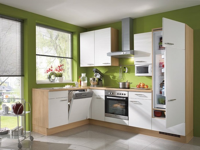ideas de decoración de cocinas modernas pequeñas de color verde