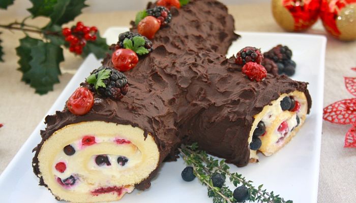recetas de navidad enrrollado de chocolate