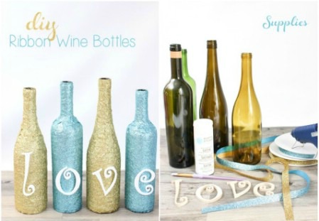 decorar botellas de vino con cintas